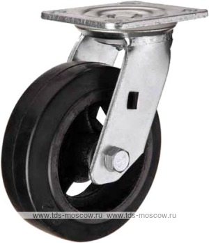 Поворотное чугунное колесо с литой черной резиной SCd 200